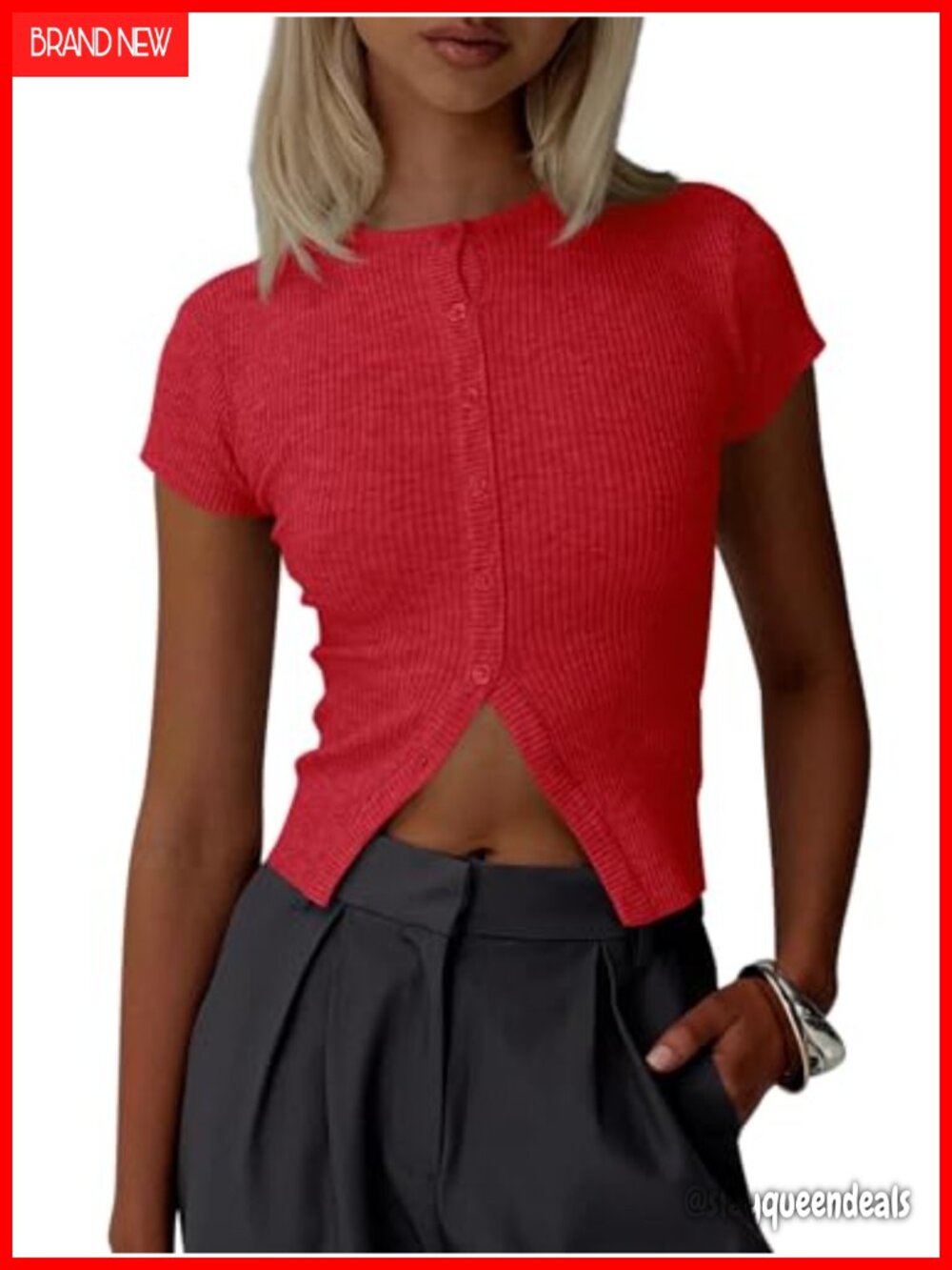 Ribbed Knit Cropped Cardigan Short Sleeve Button Down Y2K Summer Top
